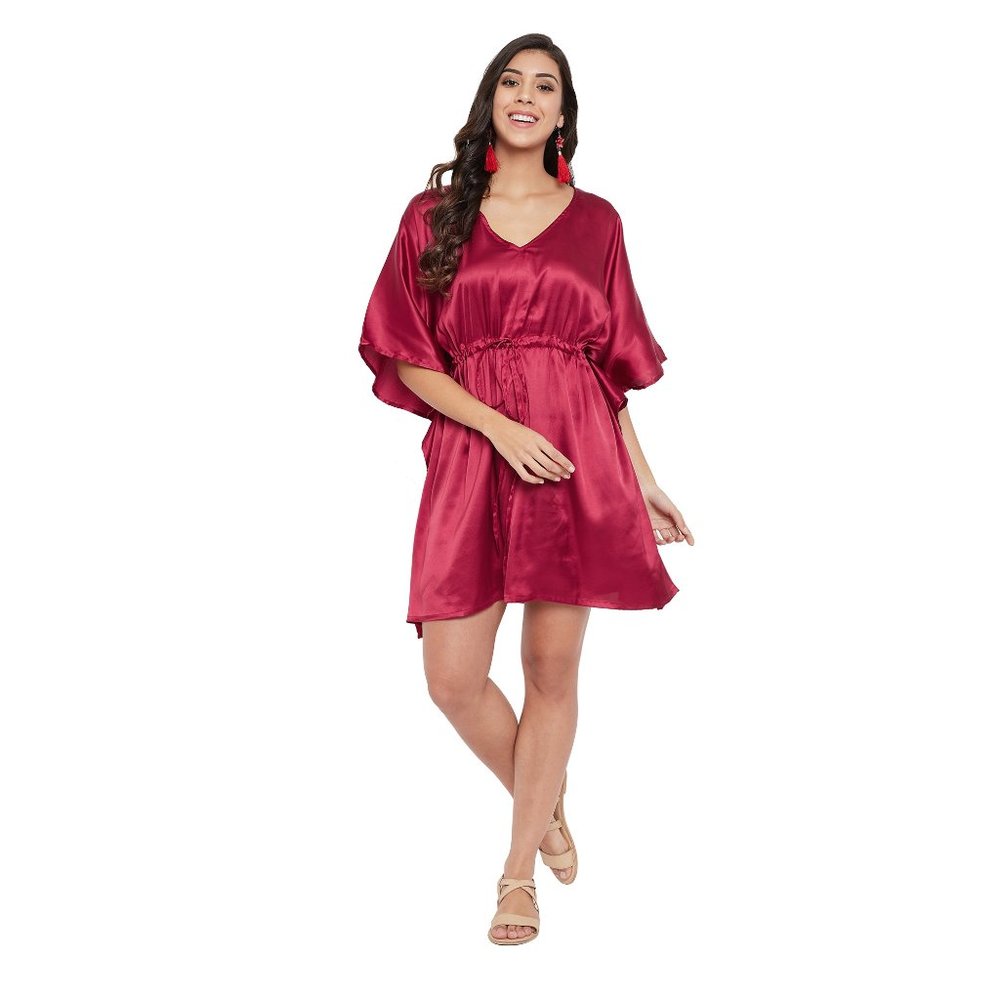 Women Plus Size Satin Mini Dress Loose Nighty Tunic Tops Dress by Gypsie Blu - Picture 2 of 9